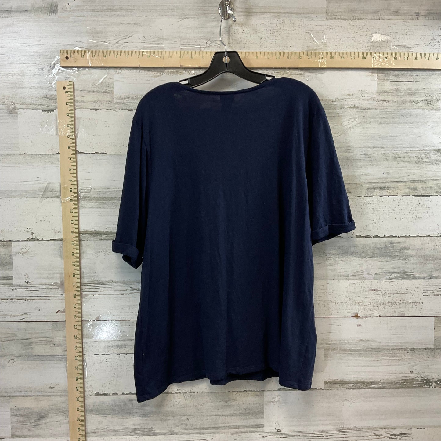 Navy Top Short Sleeve Chicos, Size Xl