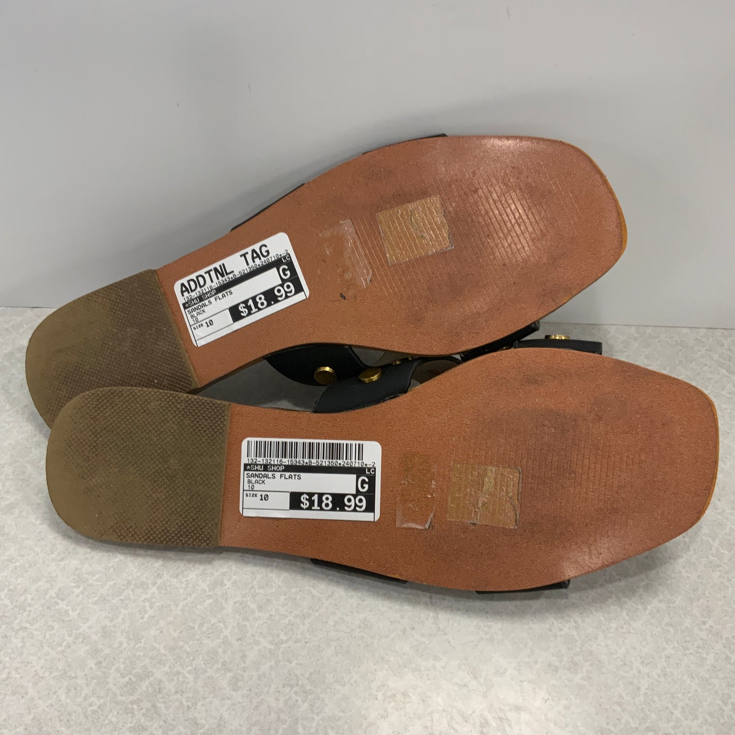 Black Sandals Flats Shu Shop, Size 10