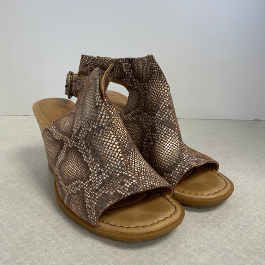 Snakeskin Print Sandals Heels Block Born, Size 8