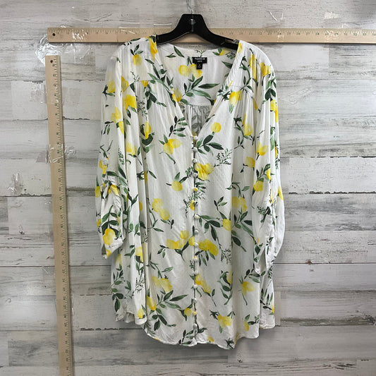 White & Yellow Top 3/4 Sleeve Torrid, Size 4x