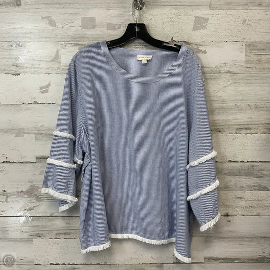 Top Long Sleeve By Cynthia Rowley In Blue & White, Size: 2x