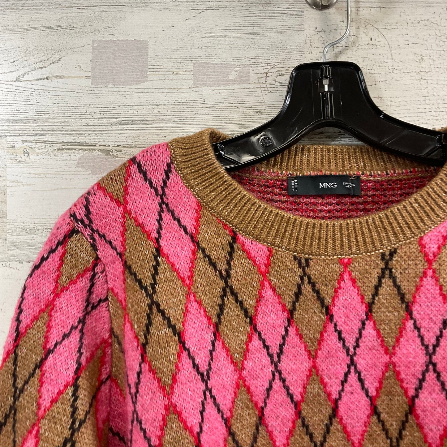 Sweater By Mng In Brown & Pink, Size: 1x