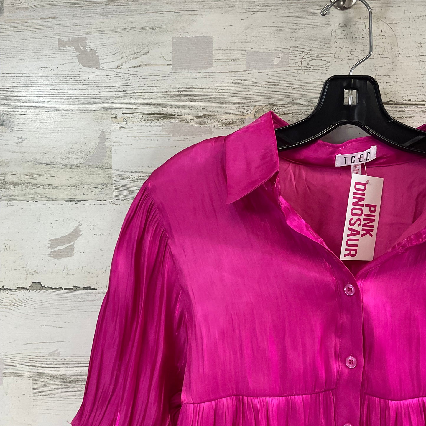 Blouse Short Sleeve By Tcec In Pink, Size: M