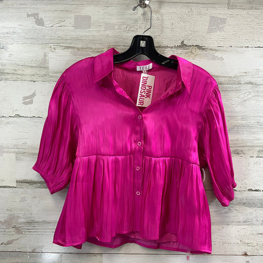 Blouse Short Sleeve By Tcec In Pink, Size: M