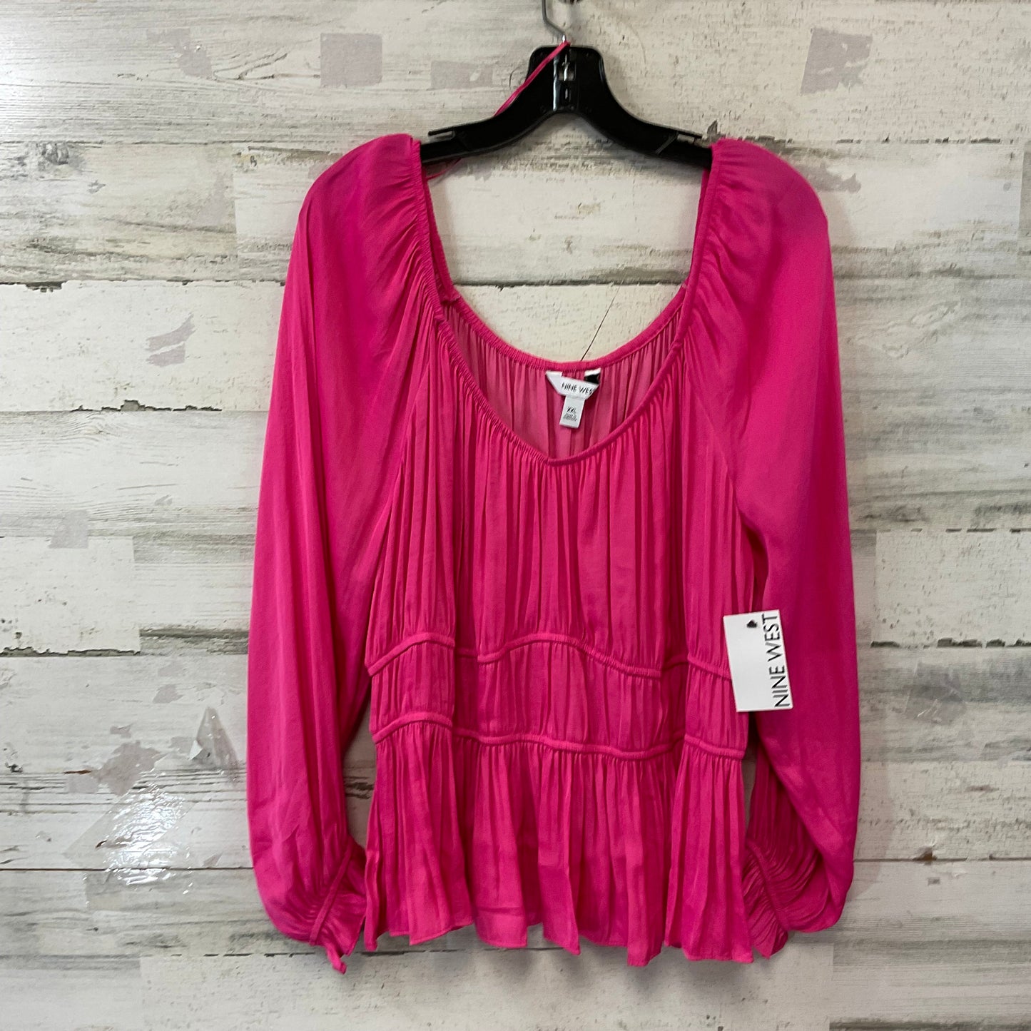 Top Long Sleeve By Nine West Apparel In Pink, Size: Xxl