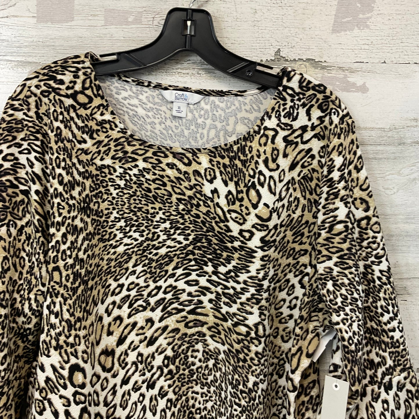 Top 3/4 Sleeve By Croft And Barrow In Animal Print, Size: Xl