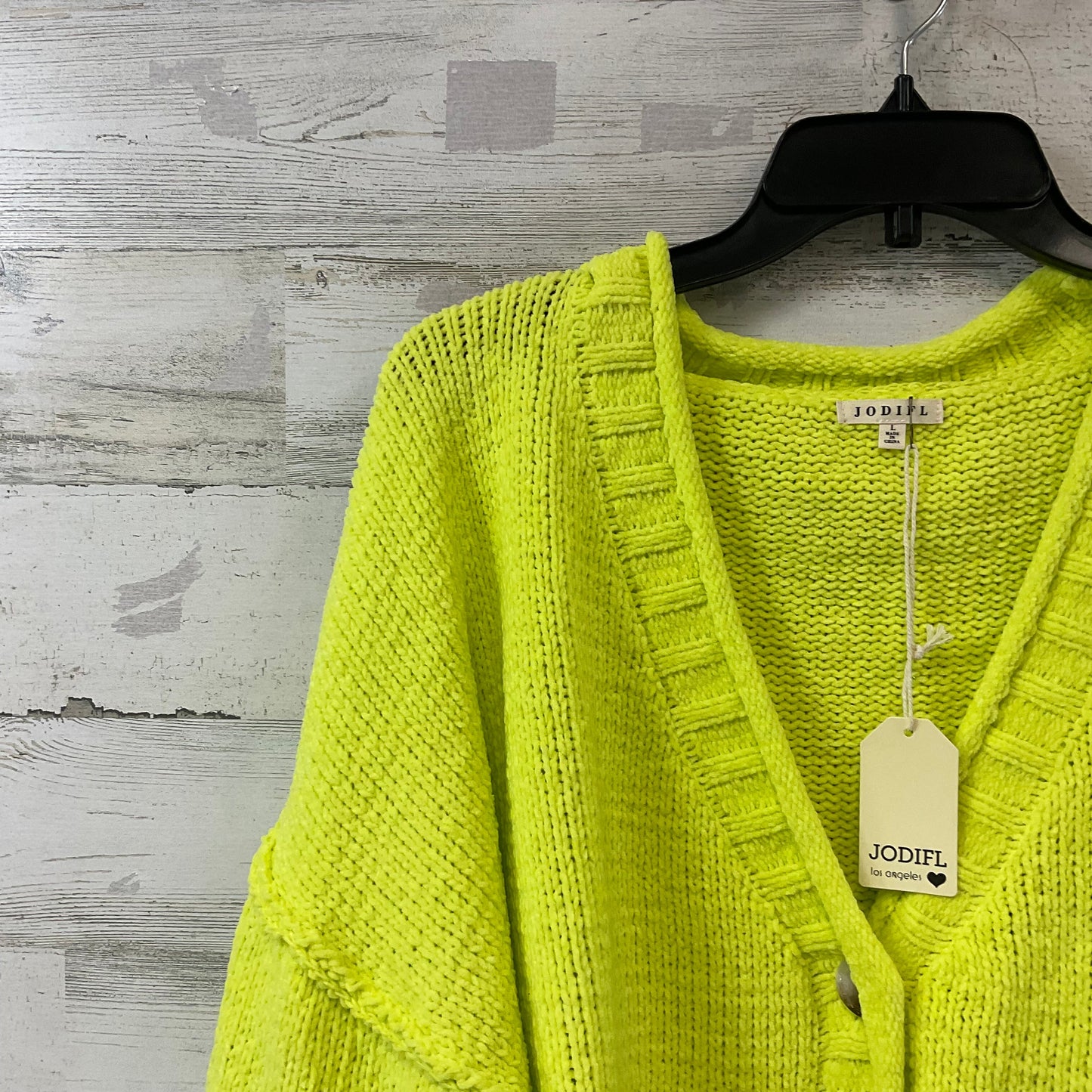 Sweater Cardigan By Jodifl In Chartreuse, Size: L