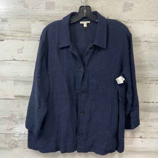 Blouse Long Sleeve By Eileen Fisher In Blue, Size: L