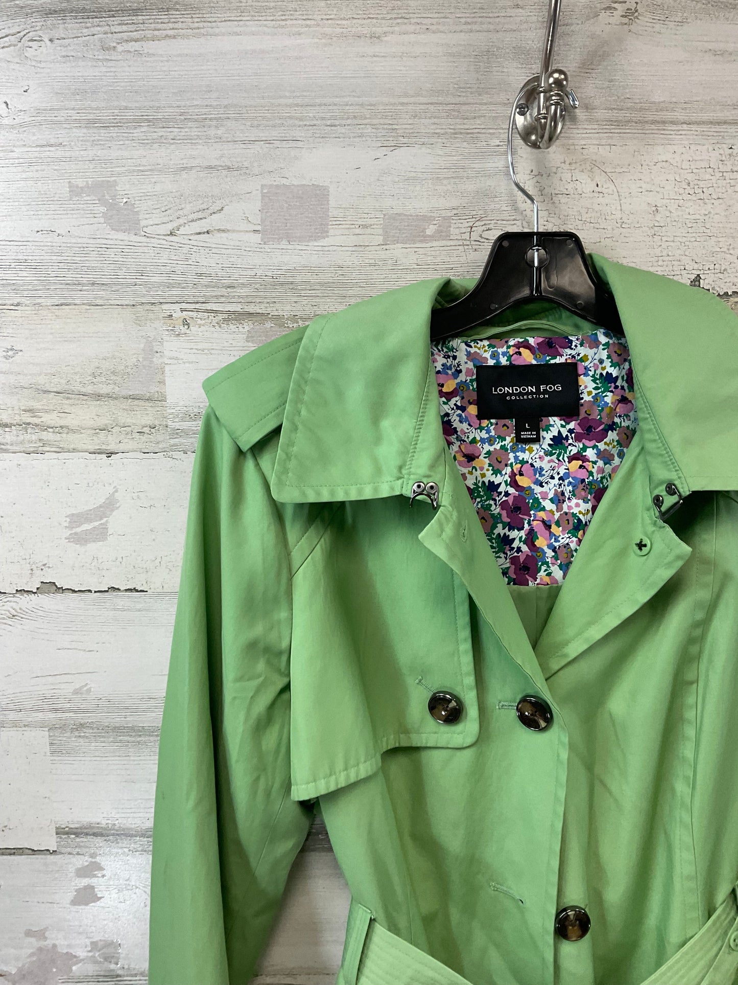 Coat Trench Coat By London Fog In Green, Size: L