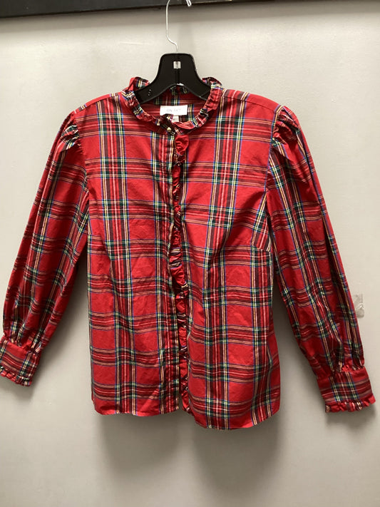 Blouse Long Sleeve By on 34th  In Red, Size: S