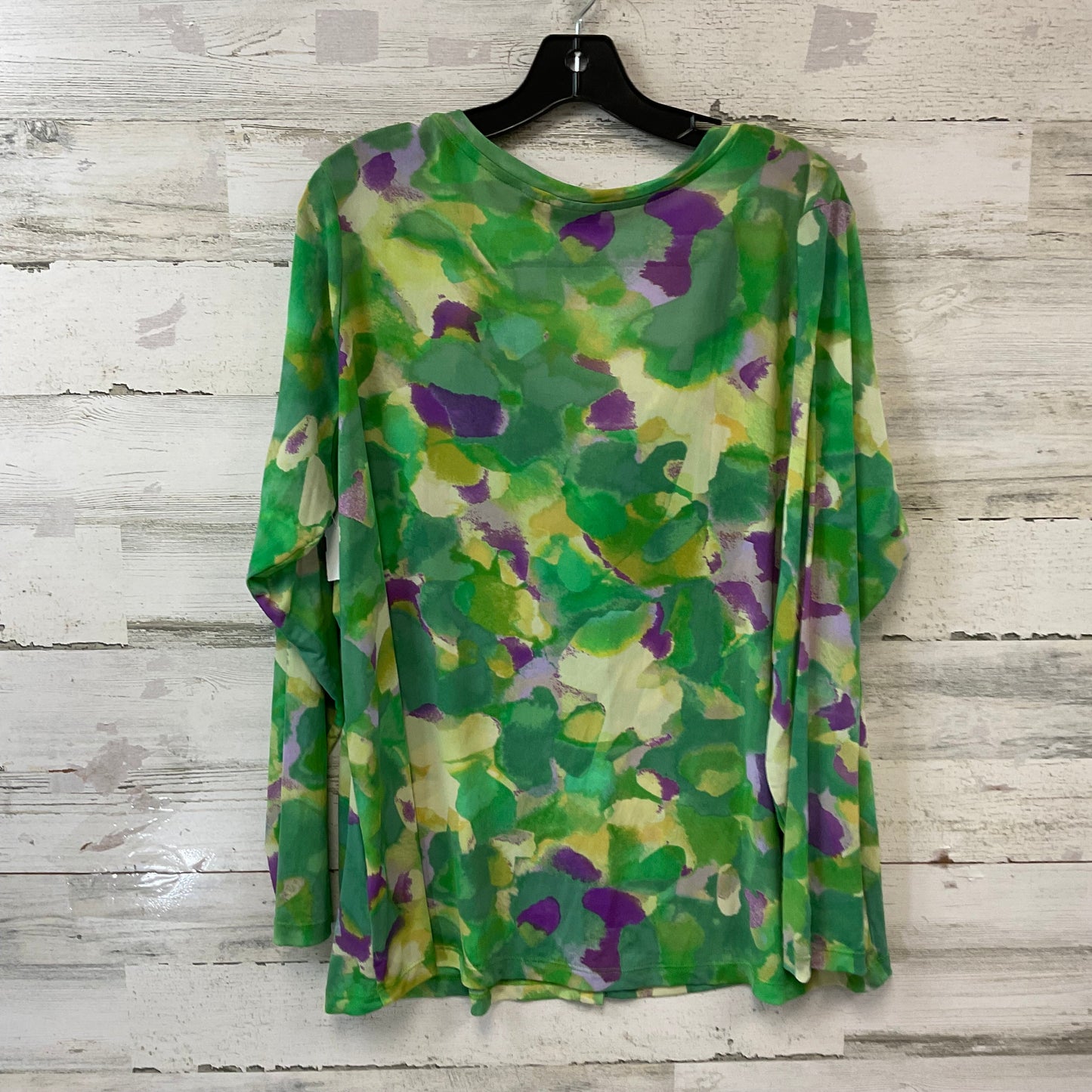 Blouse Long Sleeve By Logo In Green, Size: 1x