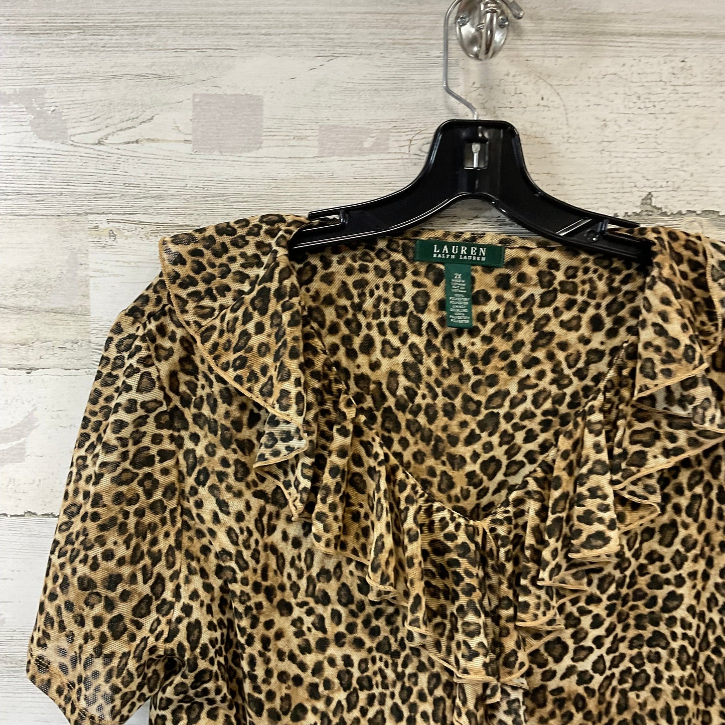 Blouse Short Sleeve By Lauren By Ralph Lauren In Animal Print, Size: 2x