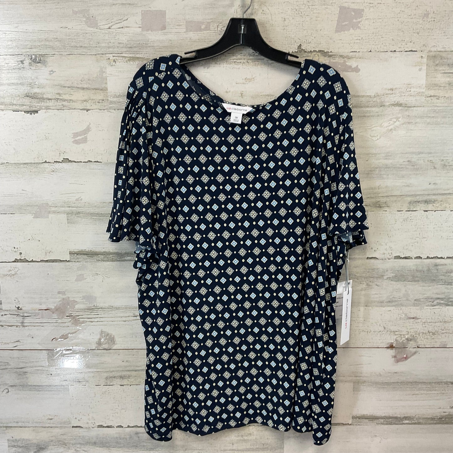 Top Short Sleeve By Liz Claiborne In Blue, Size: 3x