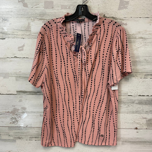 Blouse Short Sleeve By Adrienne Vittadini In Peach, Size: 2x