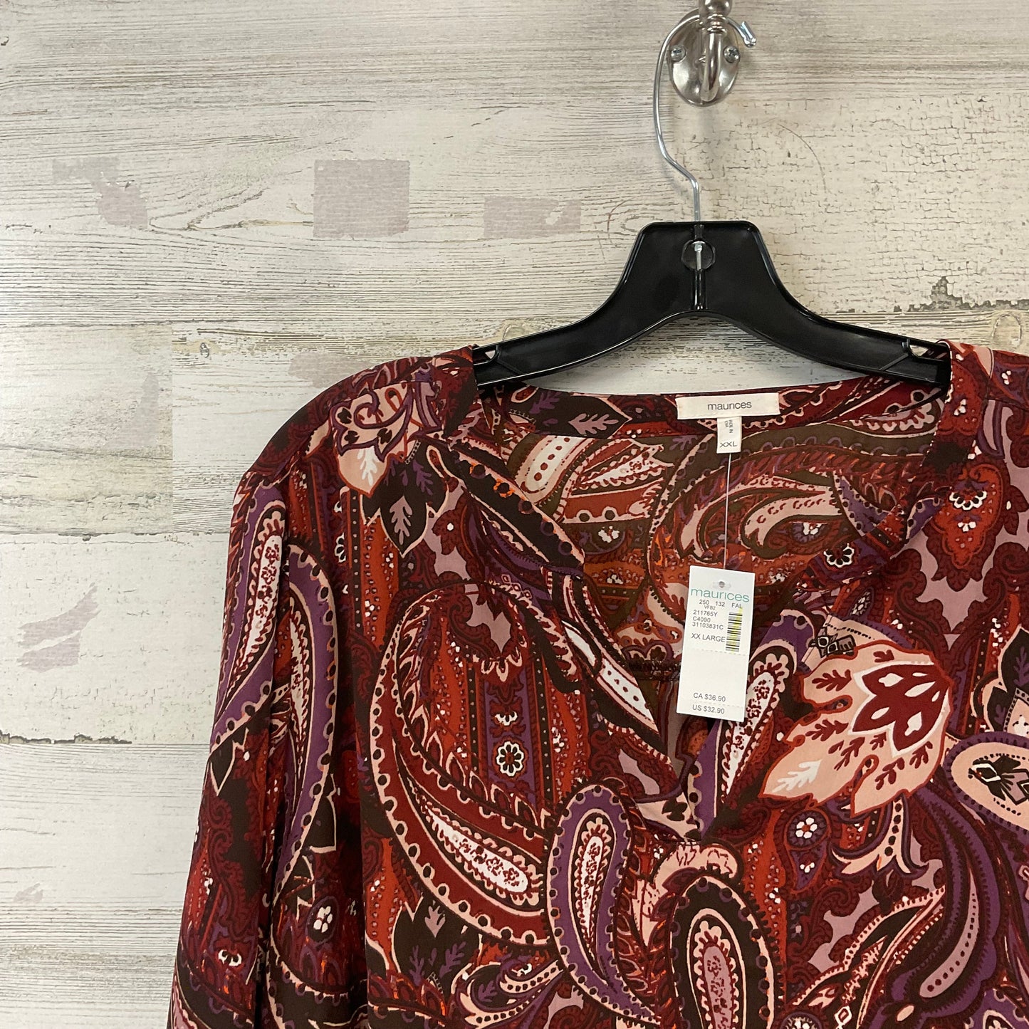 Blouse 3/4 Sleeve By Maurices In Red, Size: Xxl