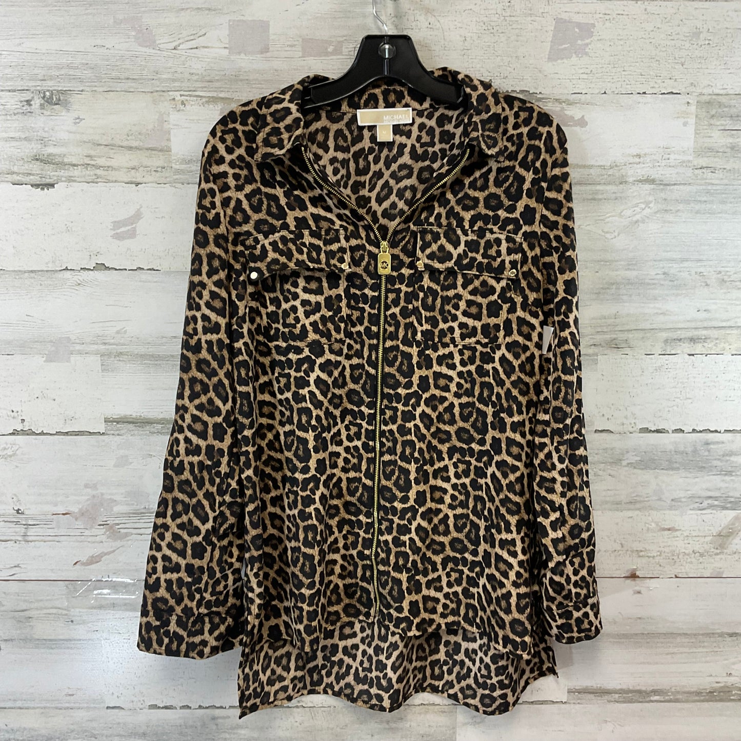 Top Long Sleeve By Michael By Michael Kors In Animal Print, Size: M