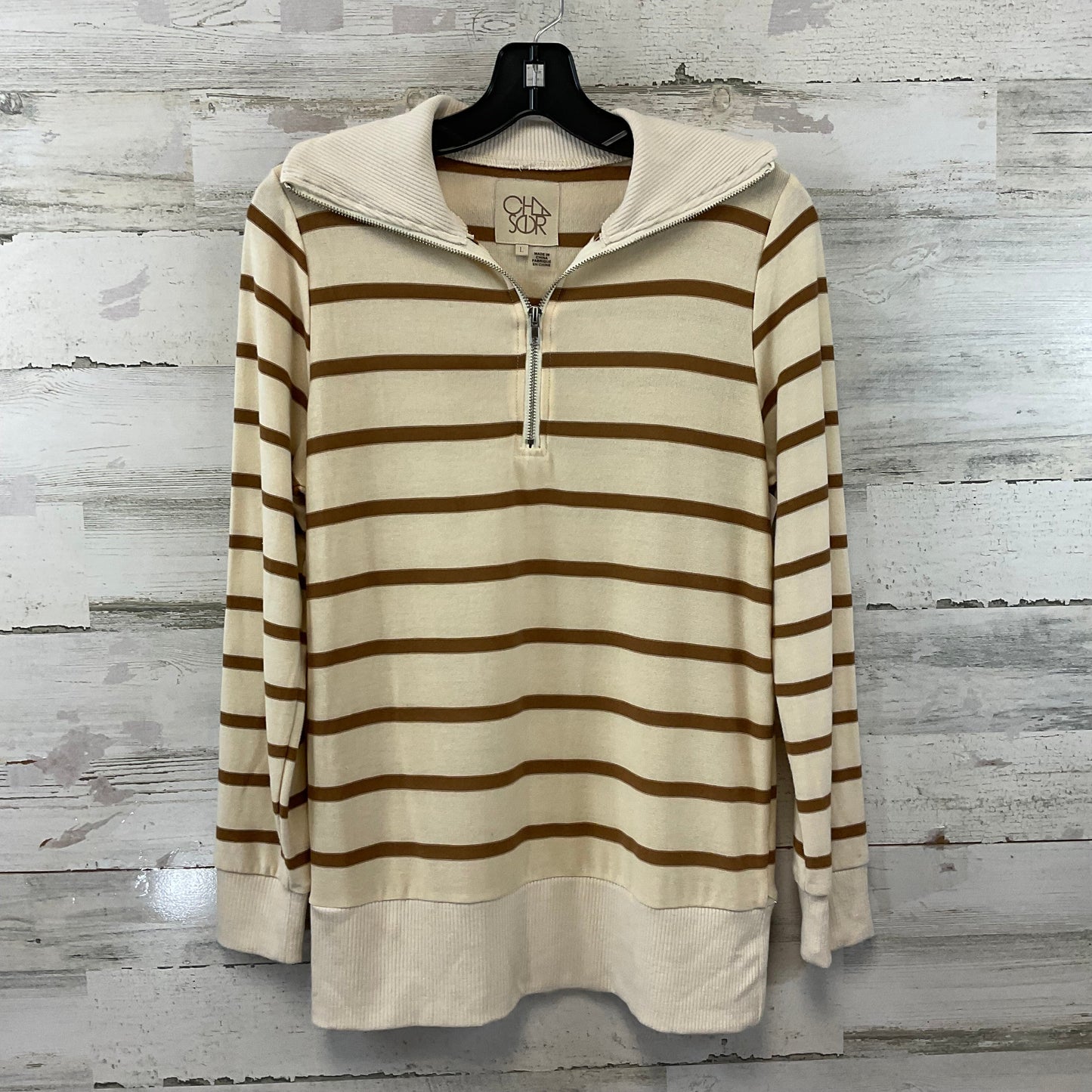 Top Long Sleeve By Chaser In Tan, Size: L