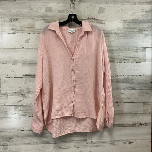 Blouse Long Sleeve By Michael Stars In Pink, Size: L