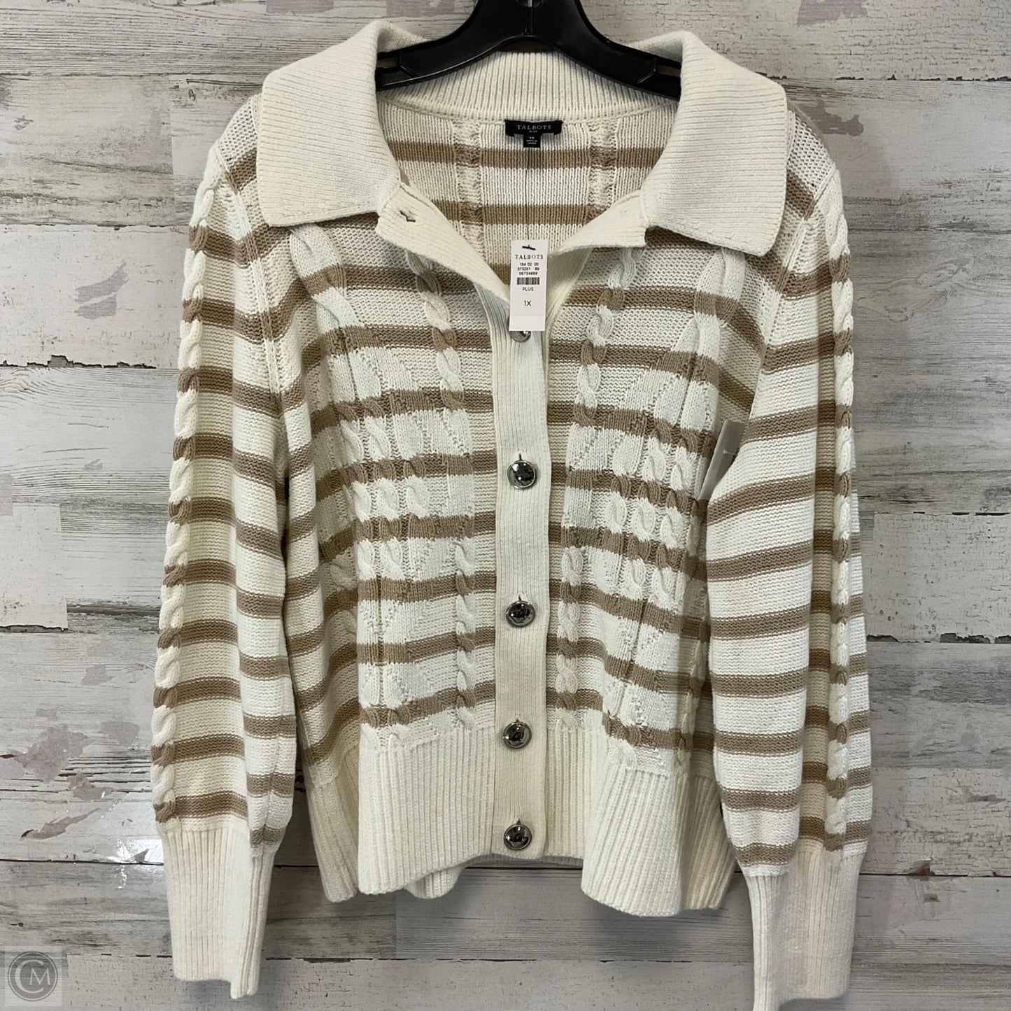 Sweater Cardigan By Talbots In Cream, Size: 1x