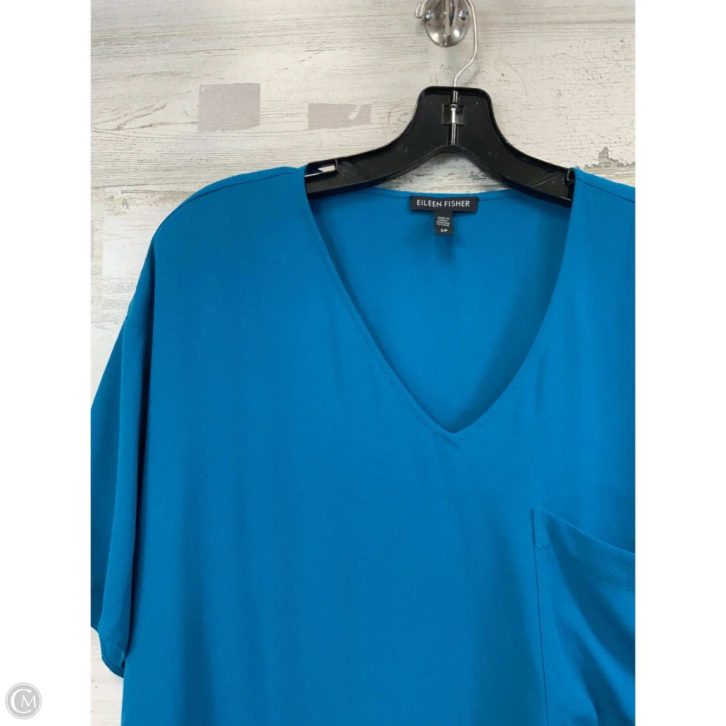 Blouse Short Sleeve By Eileen Fisher In Blue, Size: S