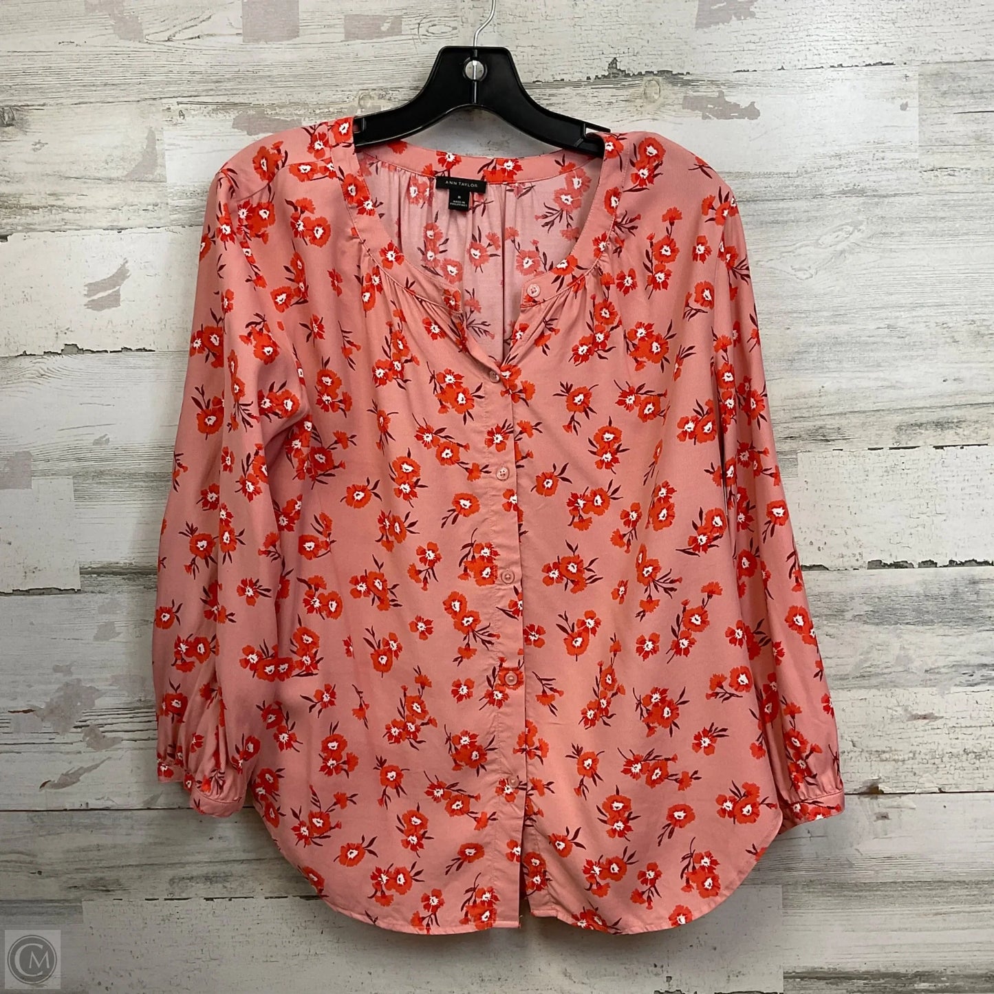 Top Long Sleeve By Ann Taylor In Pink, Size: M