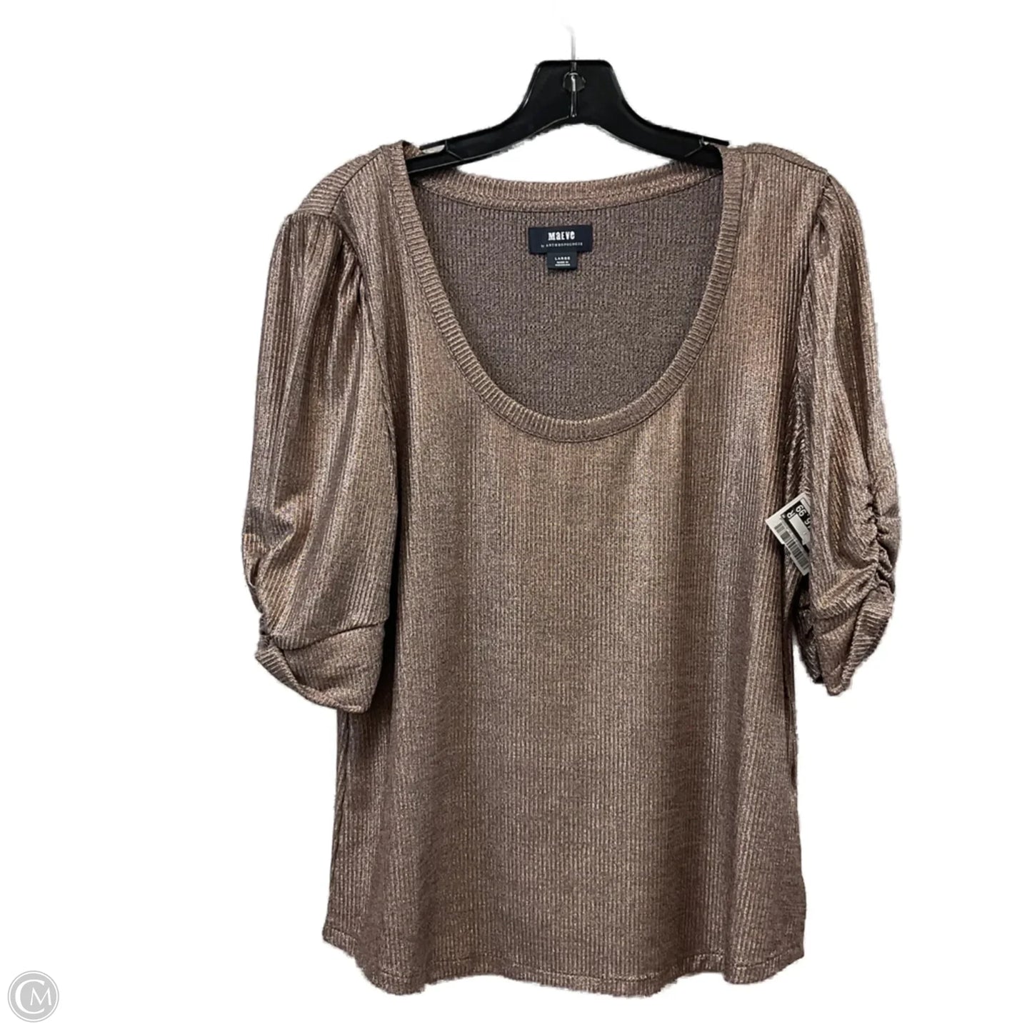 Top Short Sleeve By Maeve In Grey & Pink, Size: L