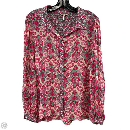 Blouse Long Sleeve By ESQUALO In Pink, Size: M