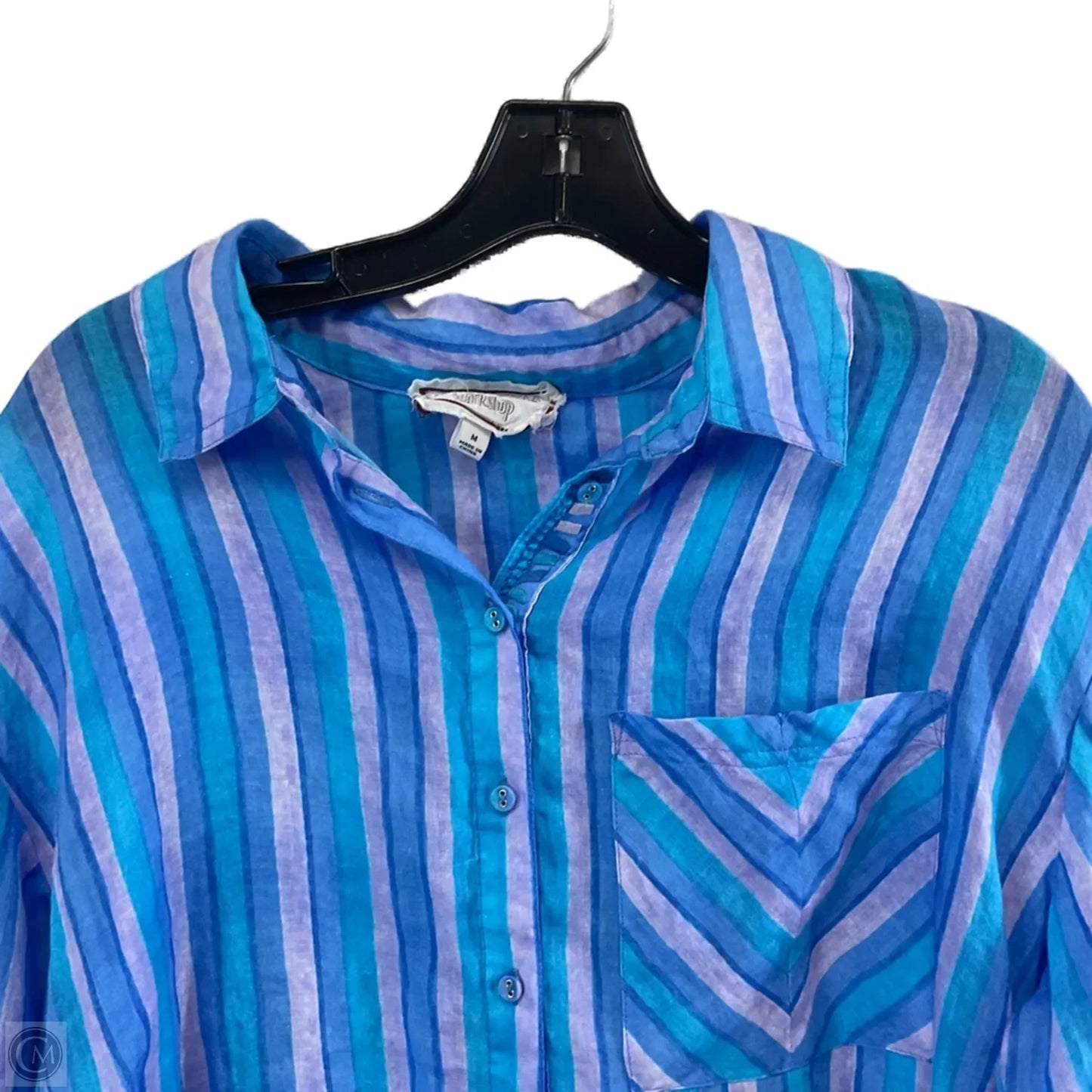 Blouse Long Sleeve By Johnny Was In Blue, Size: M