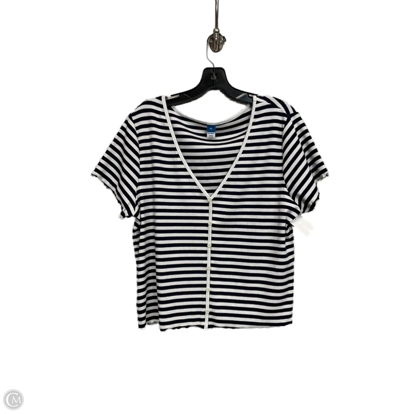 Top Short Sleeve By Old Navy In Blue & White, Size: Xl