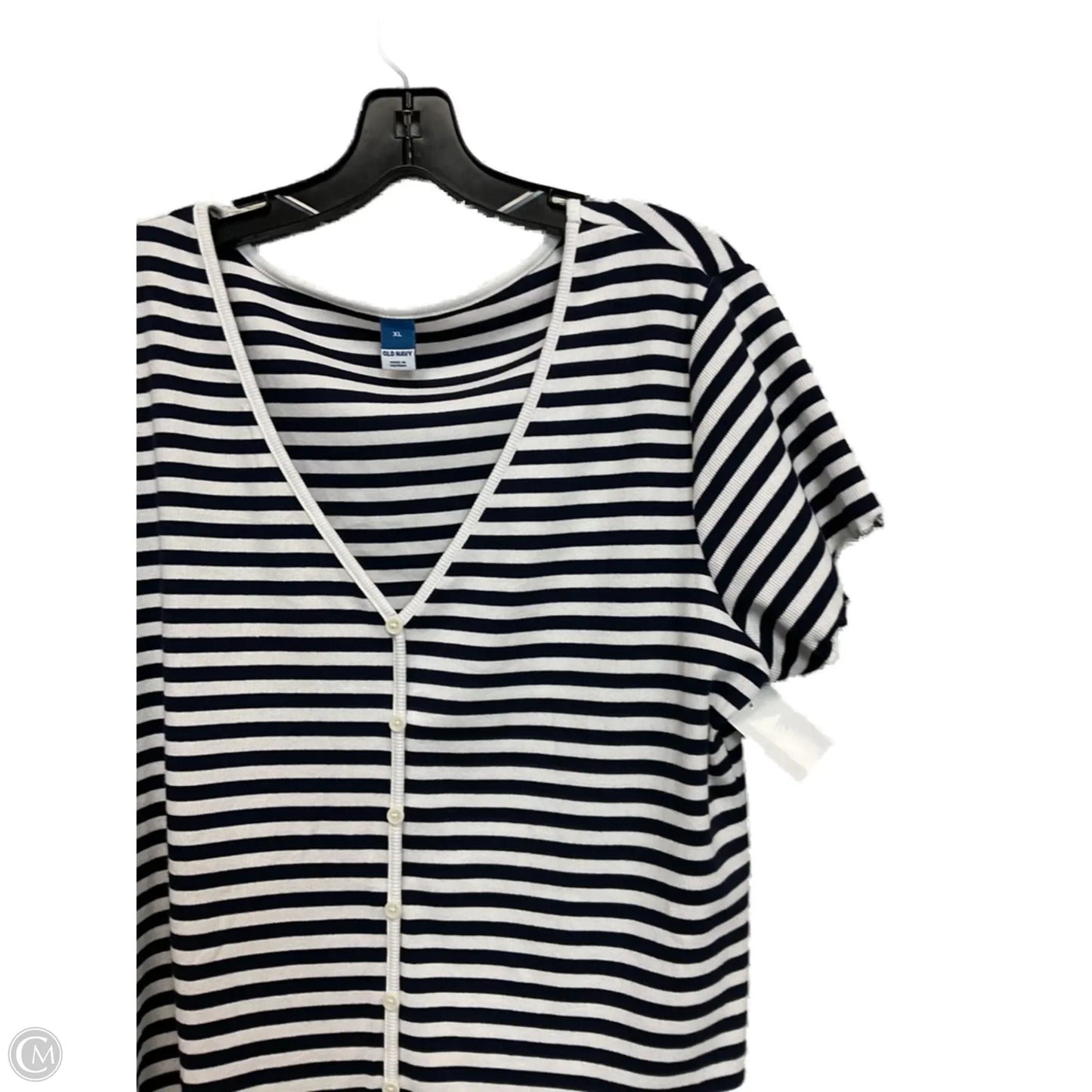 Top Short Sleeve By Old Navy In Blue & White, Size: Xl