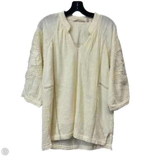 Top 3/4 Sleeve By Soft Surroundings In Cream, Size: S