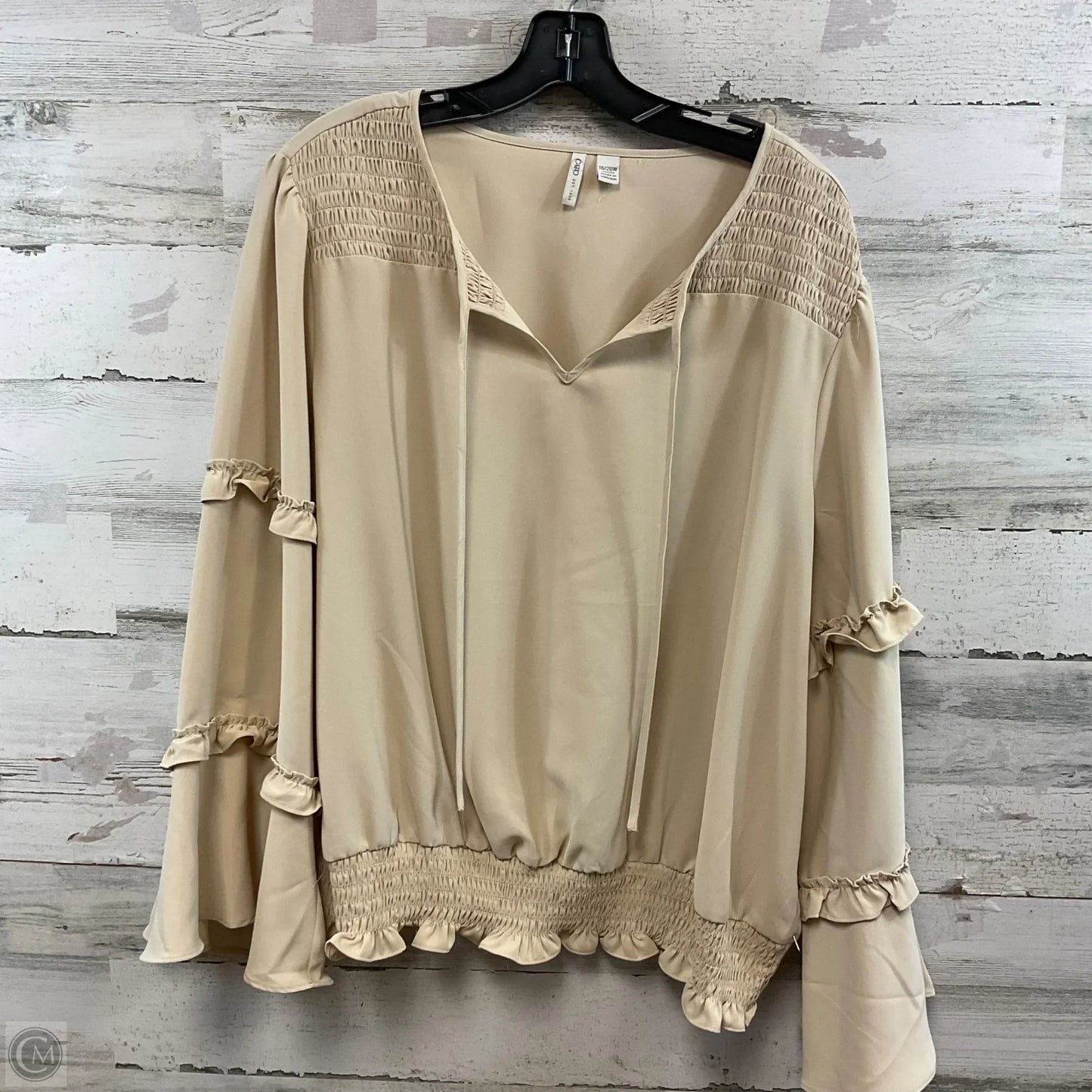 Top Long Sleeve By Cato In Tan, Size: 2x