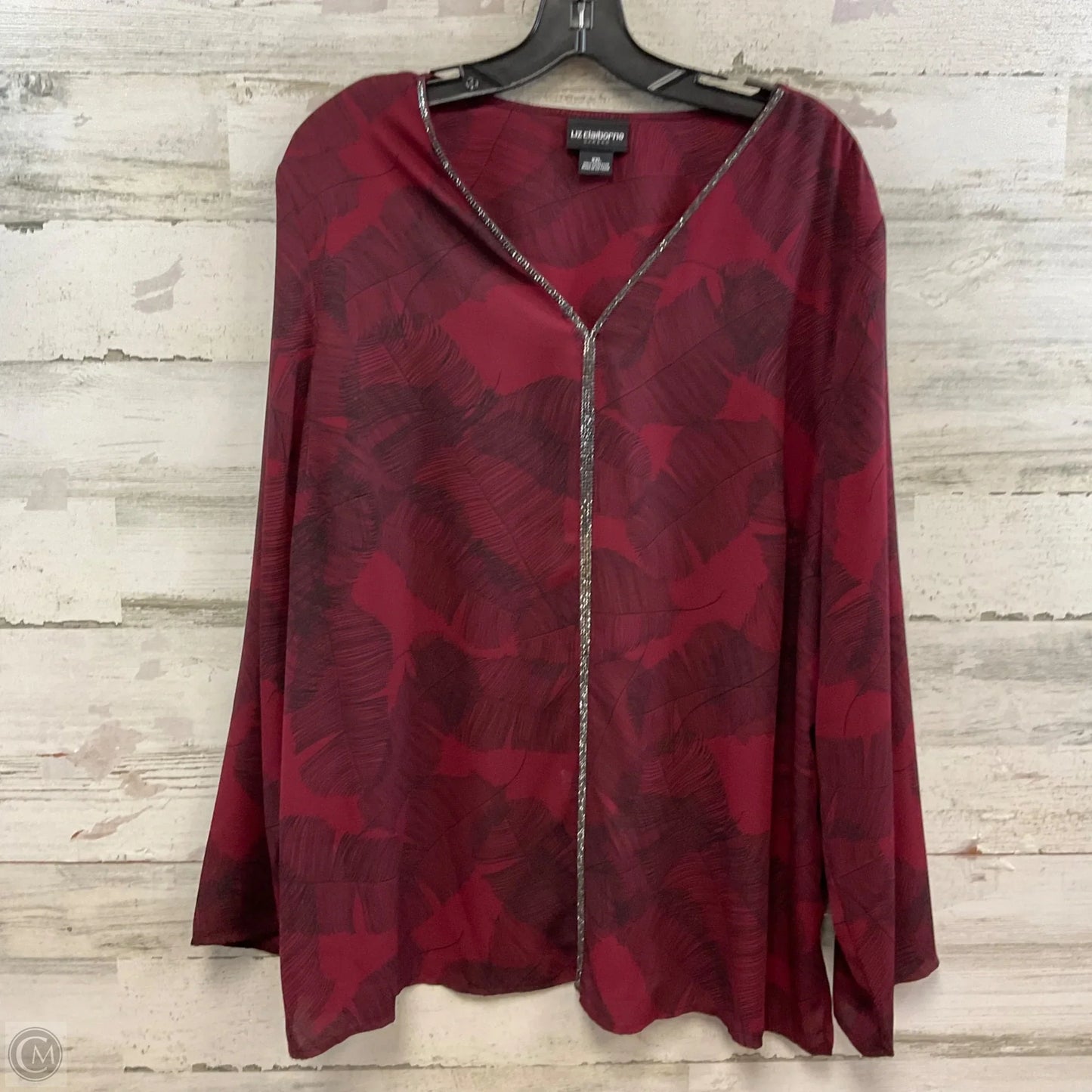 Top Long Sleeve By Liz Claiborne In Red, Size: Xxl