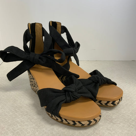 Black & Brown Sandals Heels Wedge Ugg, Size 7.5