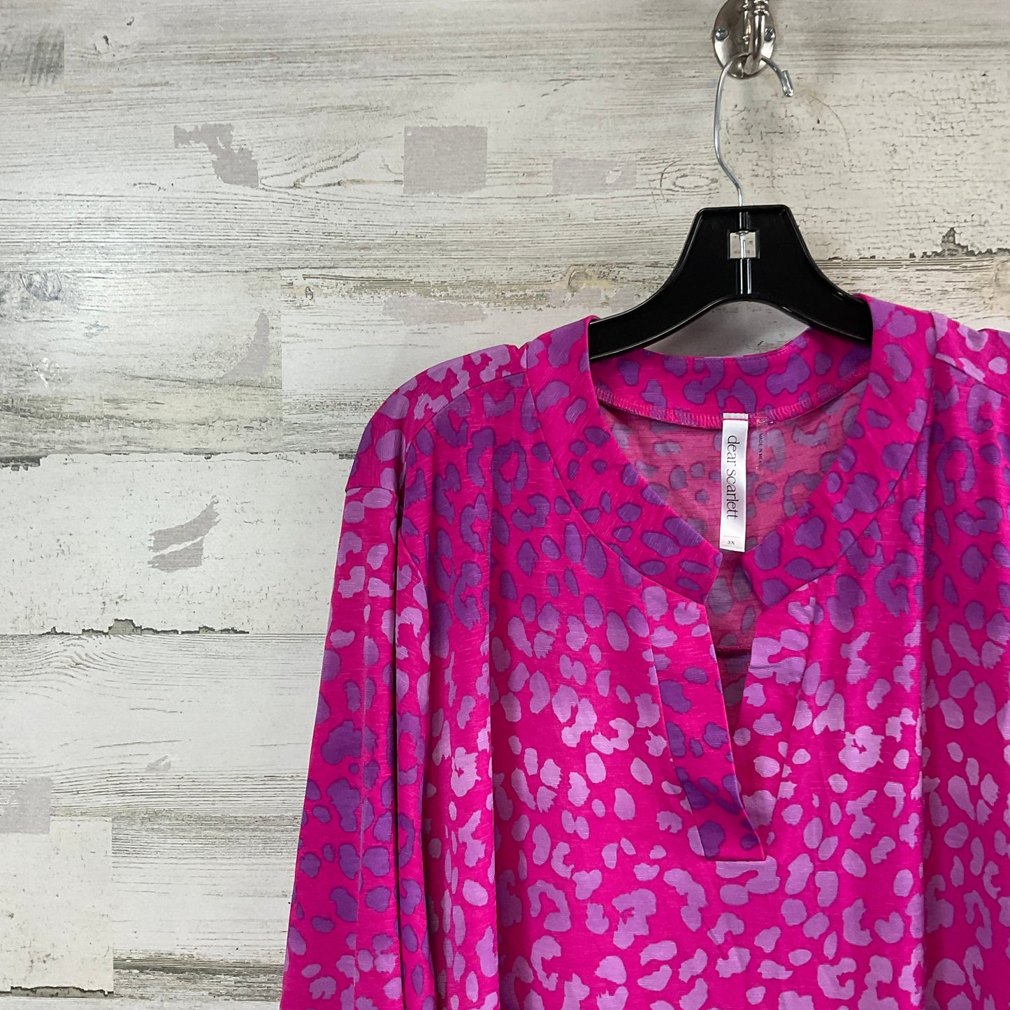 Top 3/4 Sleeve By DEAR SCARLETT In Pink & Purple, Size: 3x