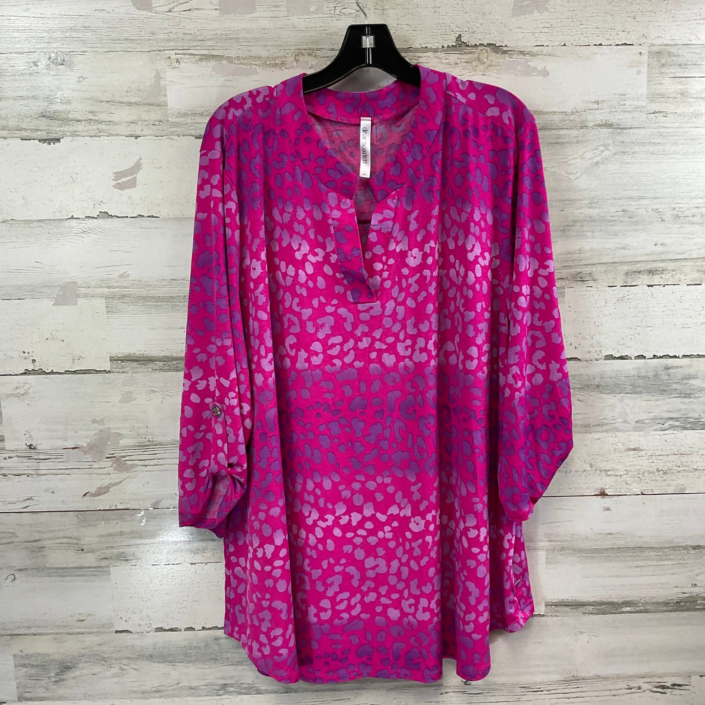 Top 3/4 Sleeve By DEAR SCARLETT In Pink & Purple, Size: 3x