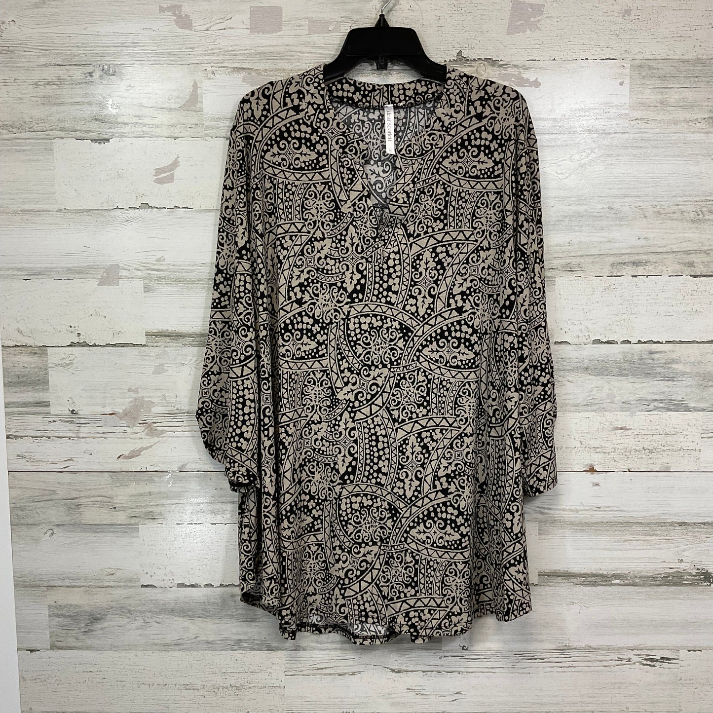 Top 3/4 Sleeve By Dear Scarlett In Black & Brown, Size: 3x