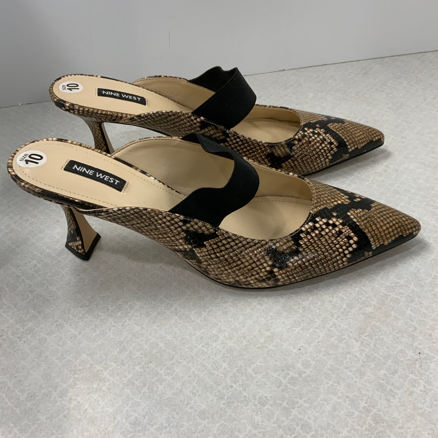 Snakeskin Print Shoes Heels Kitten Nine West, Size 10