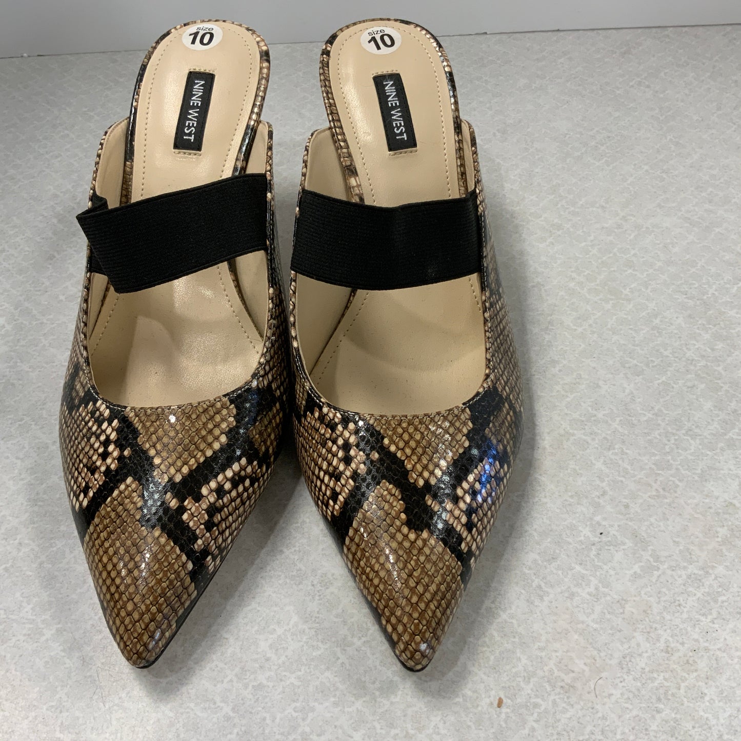 Snakeskin Print Shoes Heels Kitten Nine West, Size 10