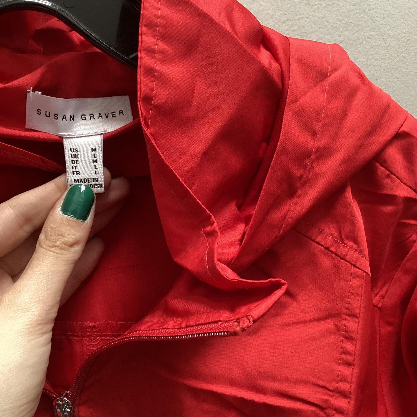 Jacket Windbreaker By Susan Graver In Red, Size: M