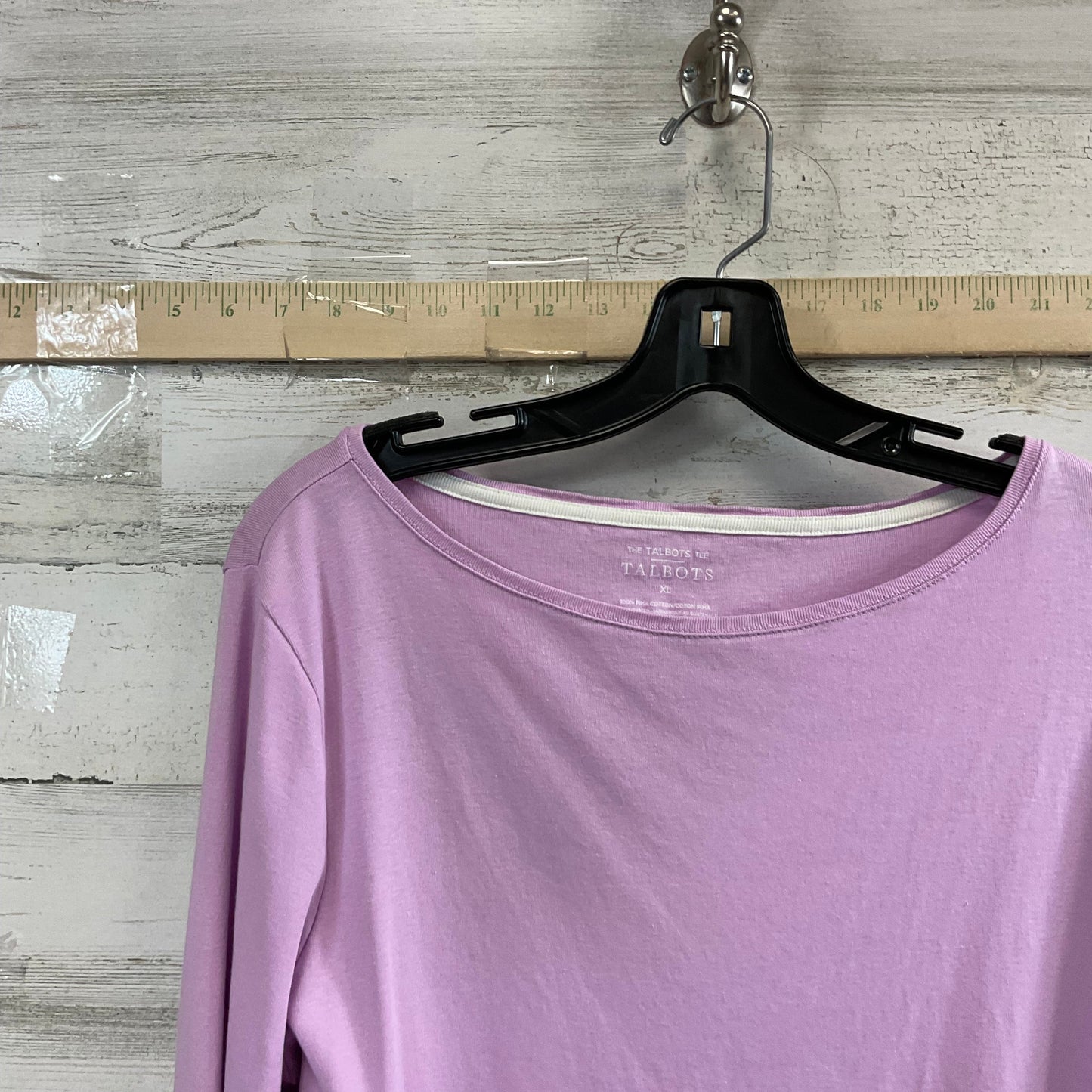 Top 3/4 Sleeve Basic By Talbots In Purple, Size: Xl