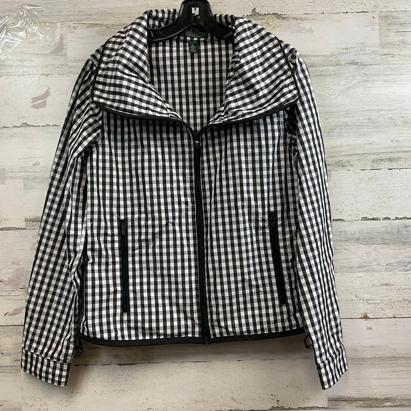 Jacket Windbreaker By Lauren By Ralph Lauren In Black & White, Size: M