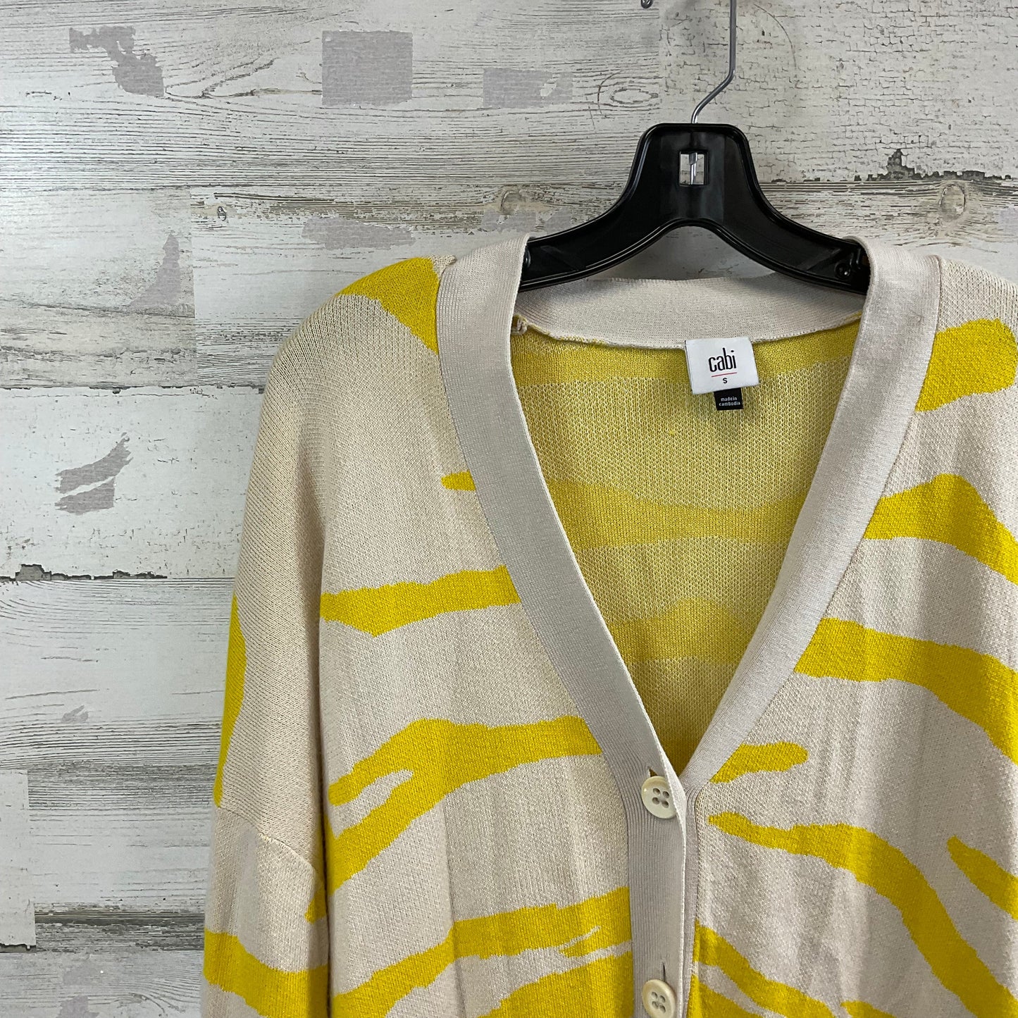 Cardigan By Cabi In Tan & Yellow, Size: S