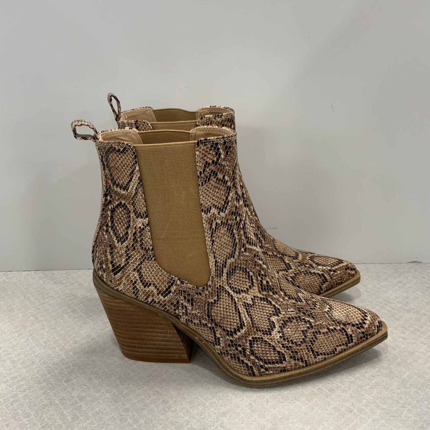 Boots Ankle Heels By Barn Babe  In Snakeskin Print, Size: 8