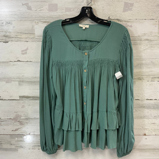 Top Long Sleeve By Easel In Green, Size: L