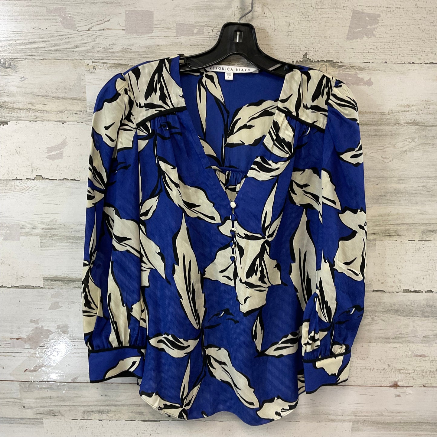 Blouse Long Sleeve By Veronica Beard In Blue, Size: Xs