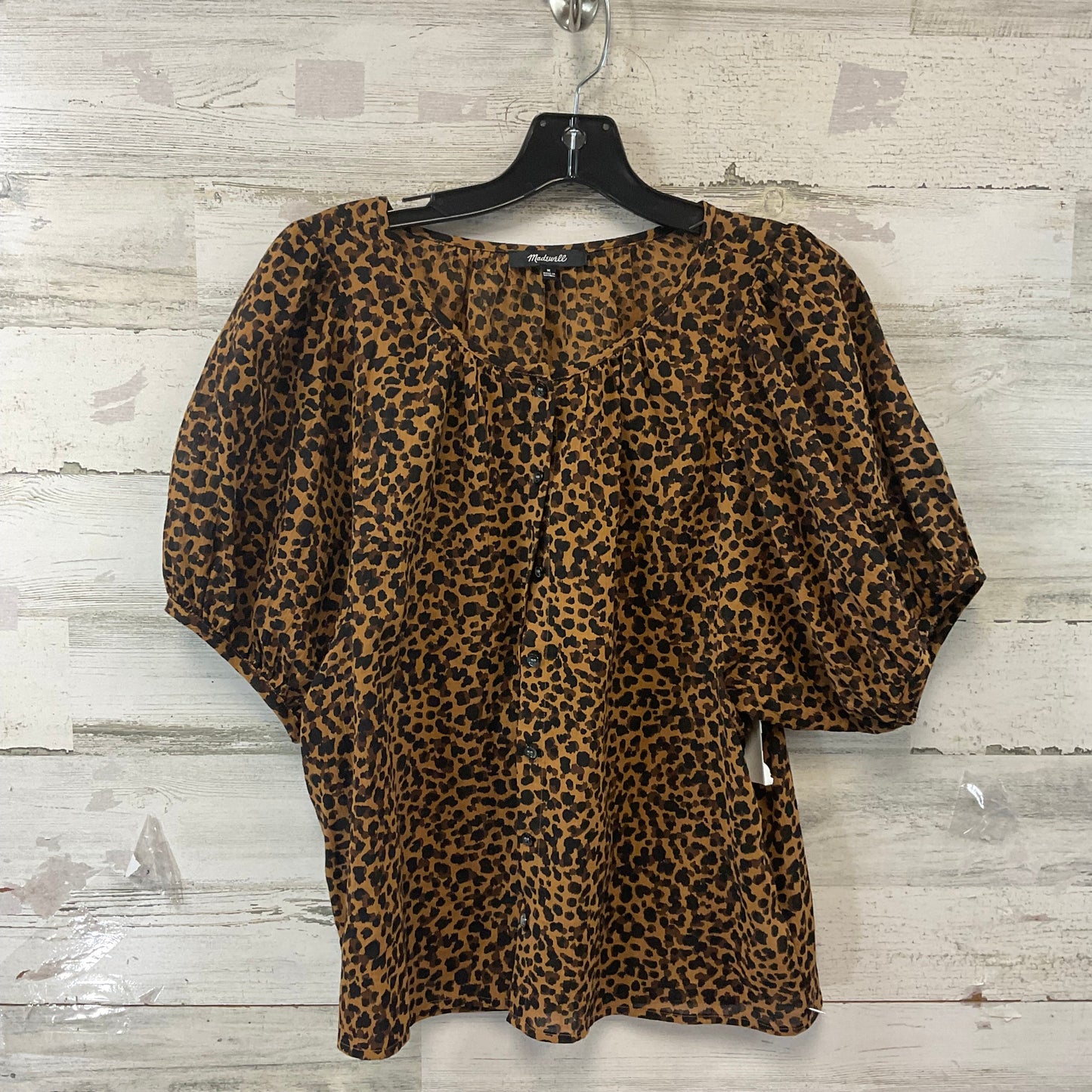 Top Short Sleeve By Madewell In Animal Print, Size: M