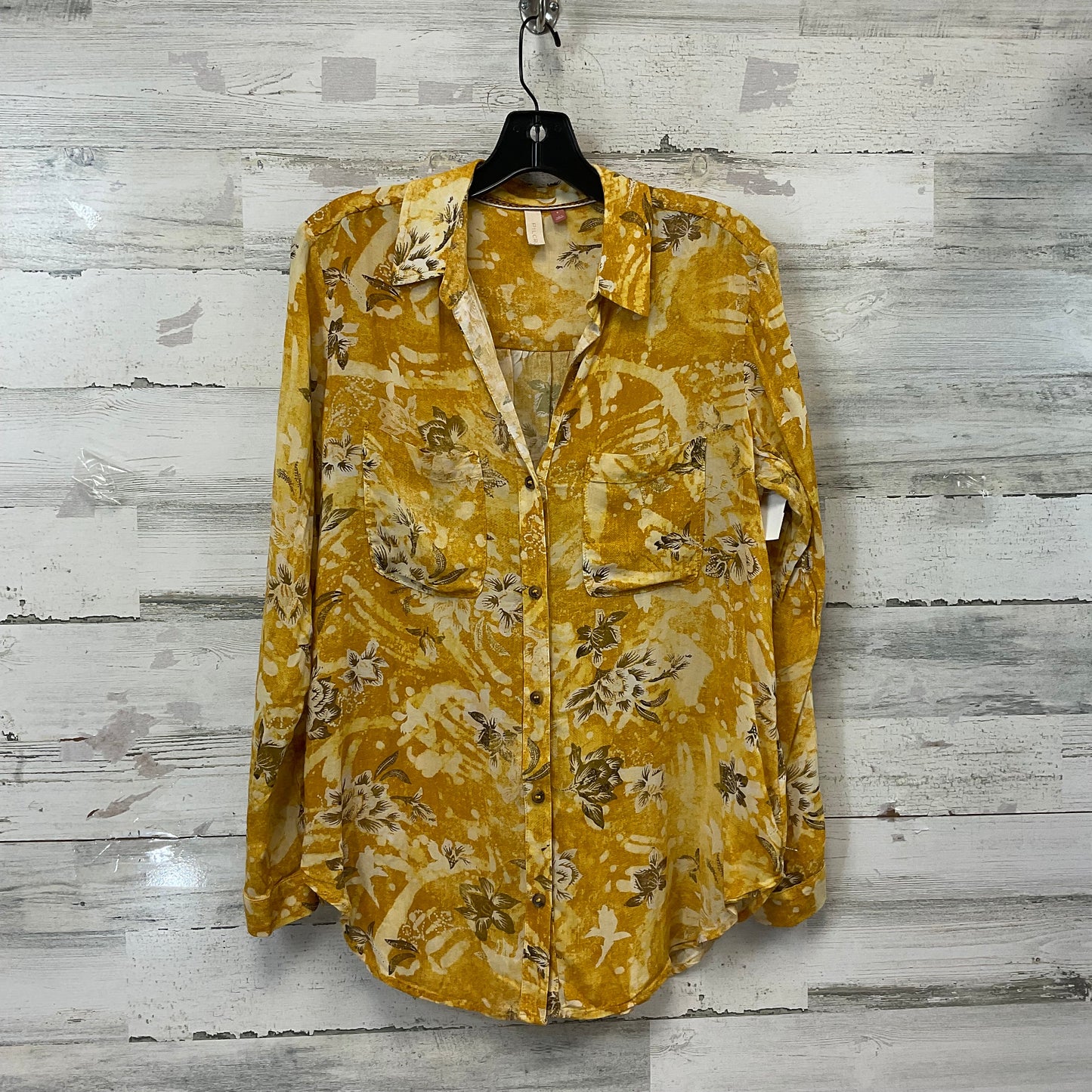 Blouse Long Sleeve By Pilcro In Yellow, Size: S