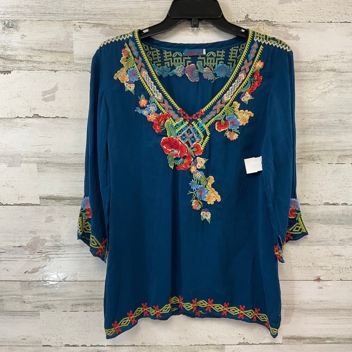 Blouse 3/4 Sleeve By Johnny Was In Blue, Size: S