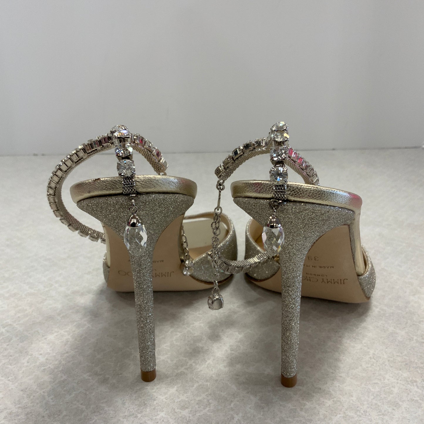 Sandals Luxury Designer By Jimmy Choo In Gold, Size: 8.5